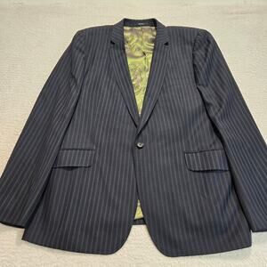 Ted Baker London Single Breasted Black Pinstripe Suit Jacket Men's 47